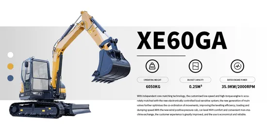 Hot Sale Mini Hydraulic Excavator Xe60ga 6ton Crawler Excavator 